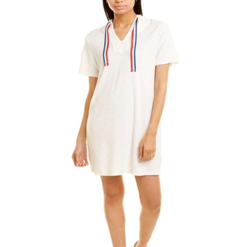 Sol Angeles Terry Hooded Dress Beach Cover Up Ribbed Terry Drawstring Hood NWT